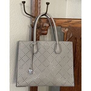 Michael Kors Large Tote Pearl Gray Mercer Stud & Grommet Please Read
